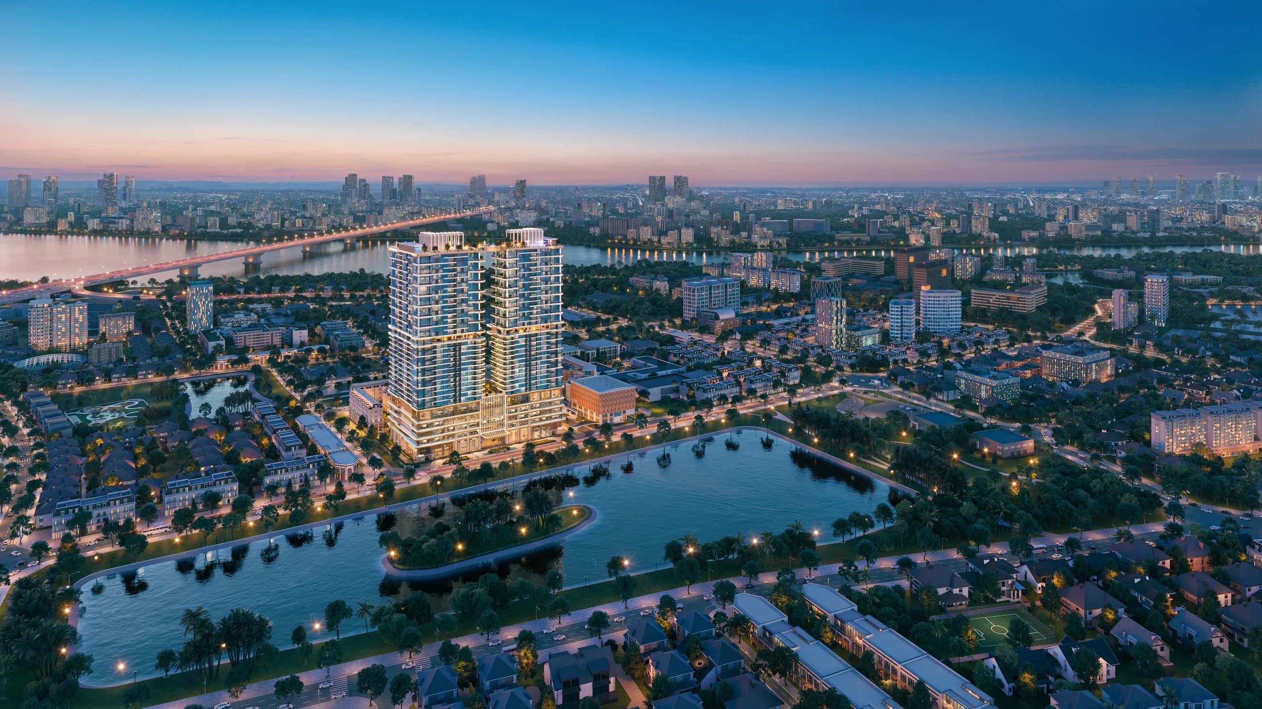 Rivea Residences at night
