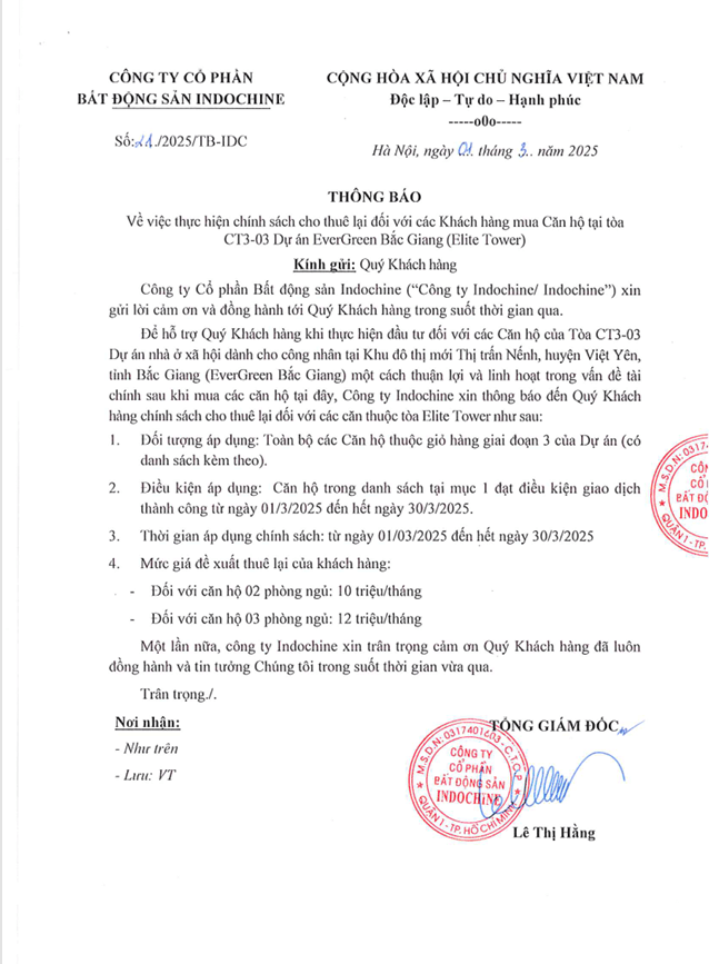 Tổng phân phối độc quyền dự án VIETNAM HOMES cam kết tái cho thuê 3 năm với mức giá hấp dẫn.