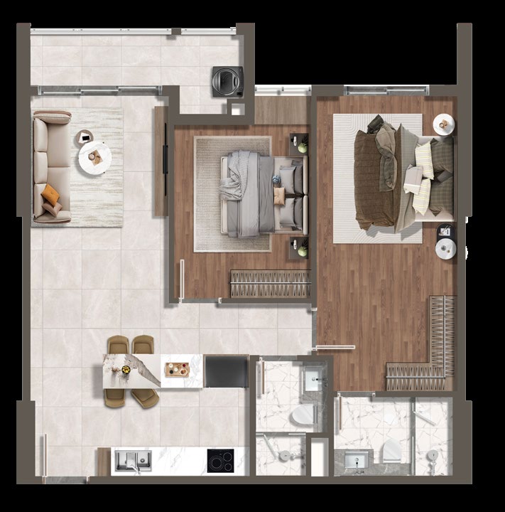 1 Phòng ngủ C1 floorplan