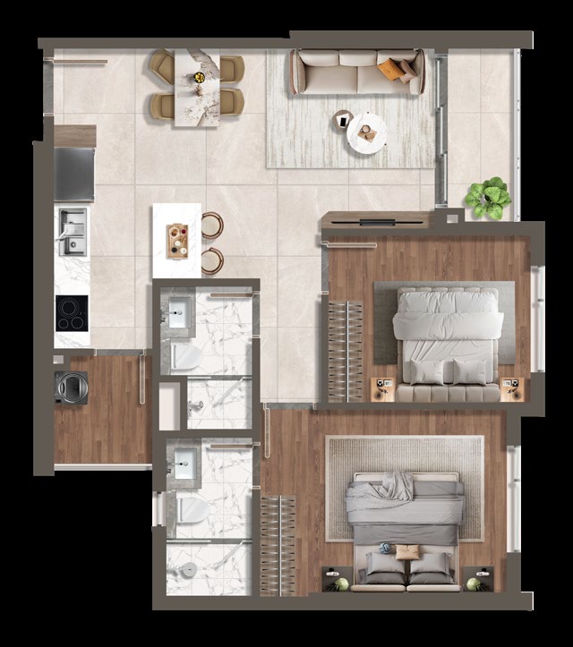 2 Phòng ngủ B2 floorplan