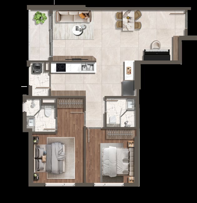 2 Phòng ngủ B4 floorplan