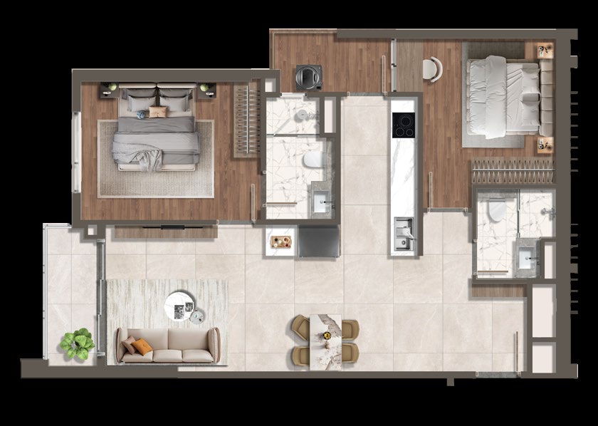 2 Phòng ngủ B6 floorplan