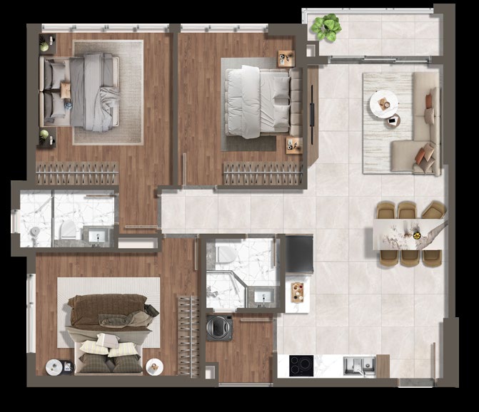 3 Phòng ngủ A1 floorplan